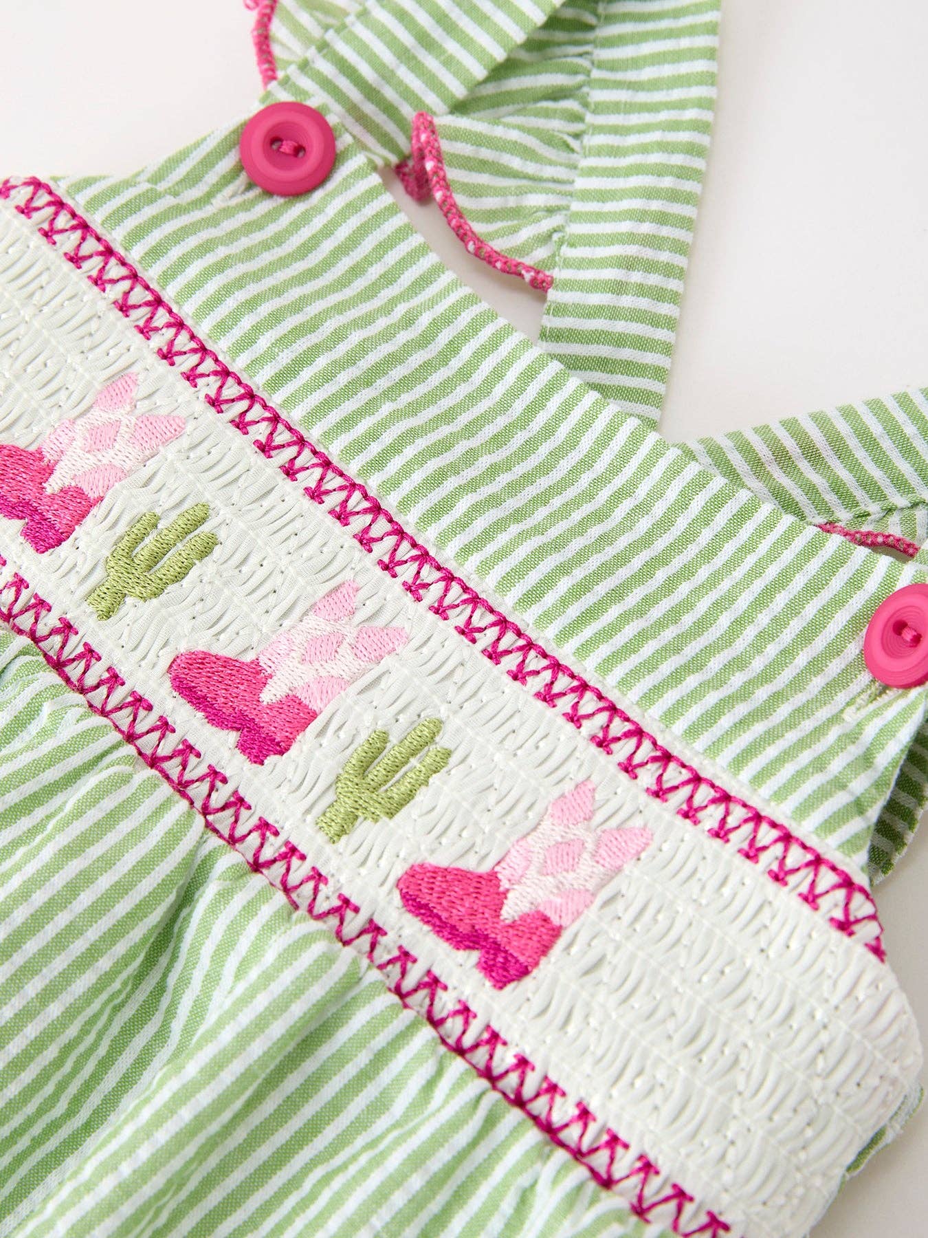 Western Cactus Girls Romper Stripe Ruffle Strap