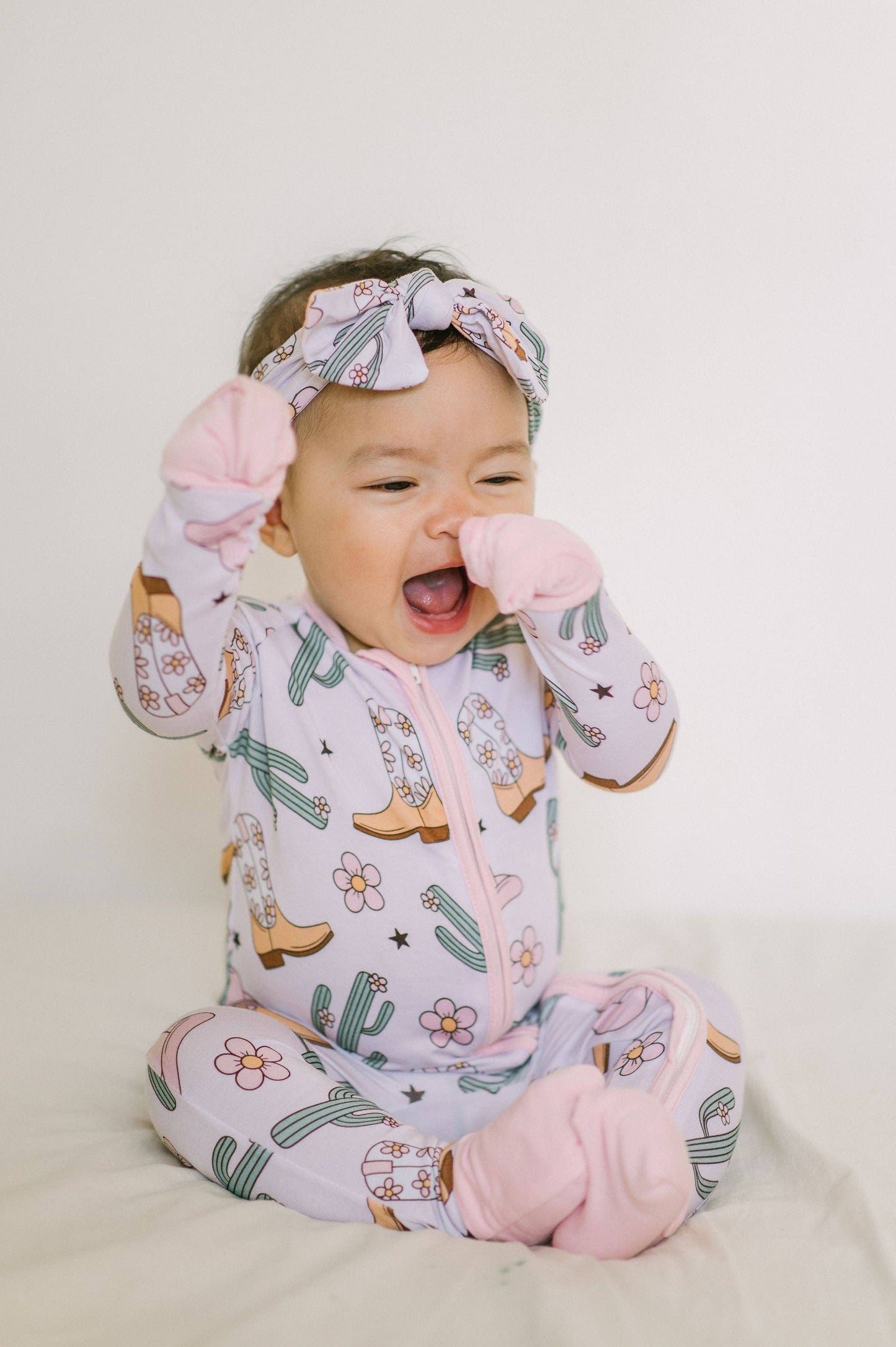 Pink Cowgirl Bamboo Zipper Romper