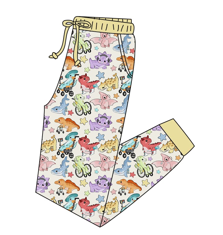 Disability Dinosaurs Adult Bamboo Joggers by Koda