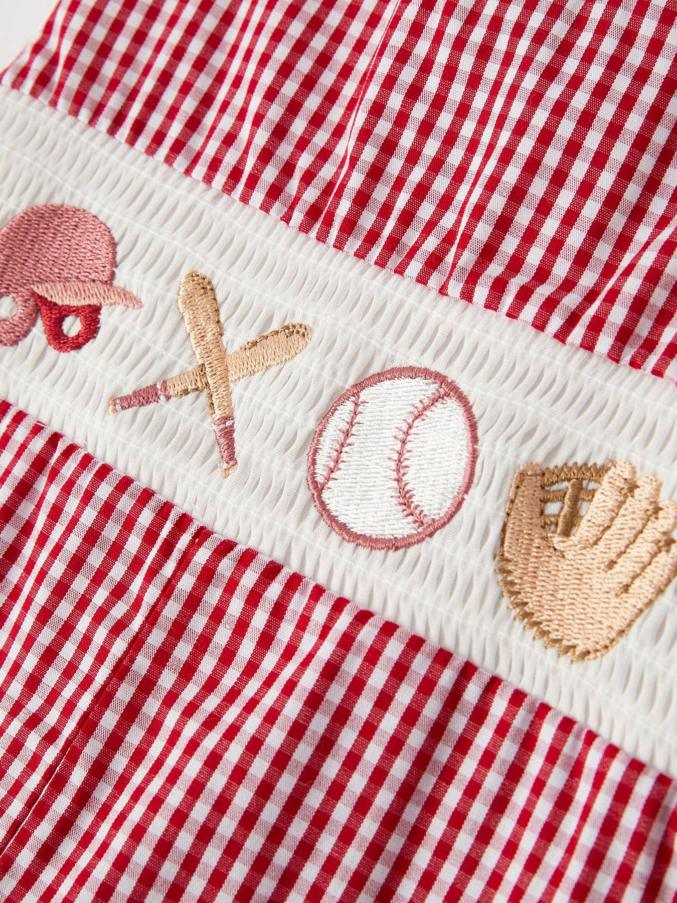 Play Ball! Embroidered Plaid Romper