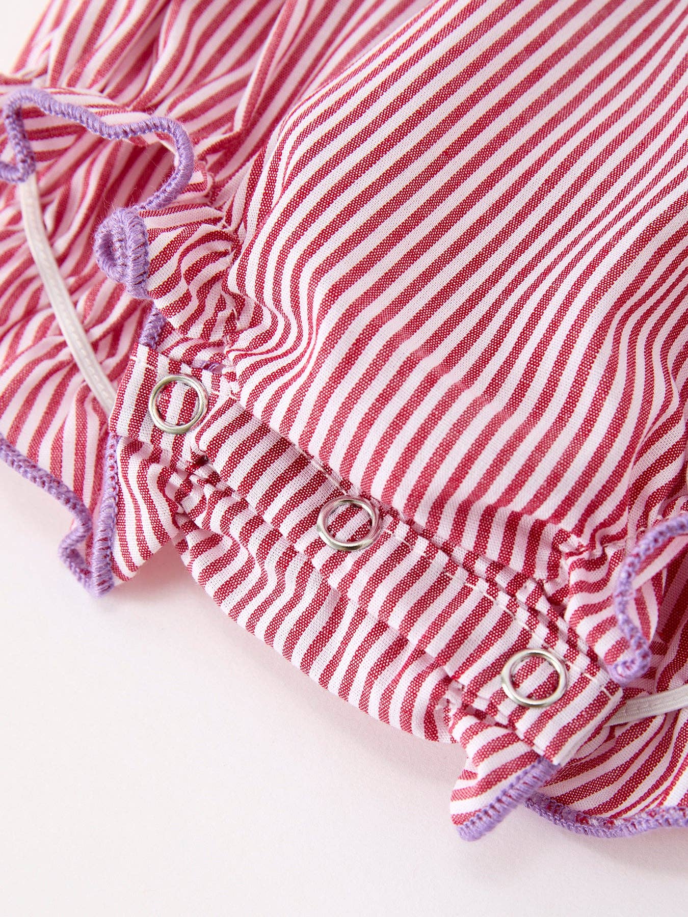 Summer Sea Embroidery Girls Striped Romper