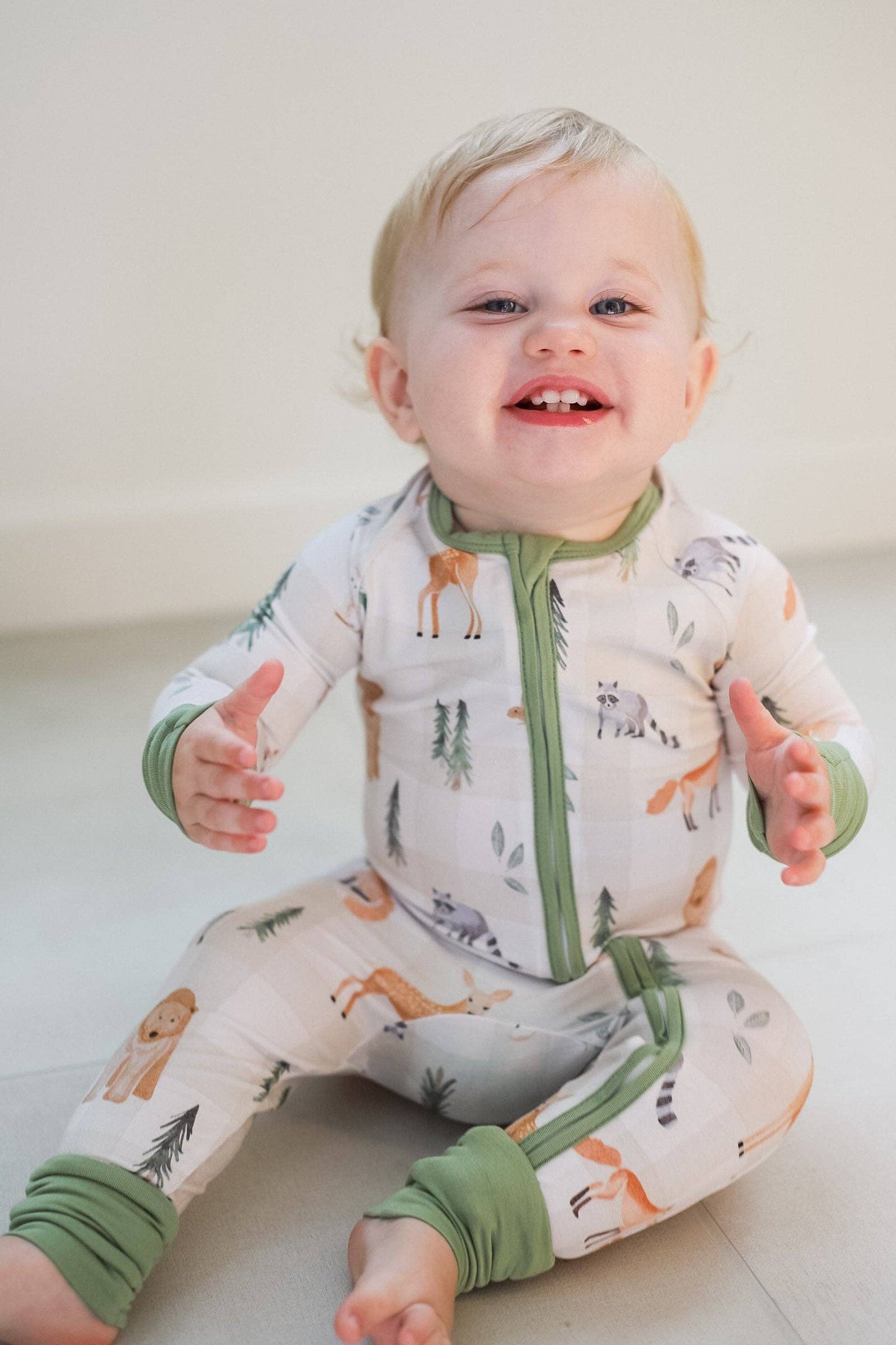 Woodland Animal Bamboo Zipper Romper