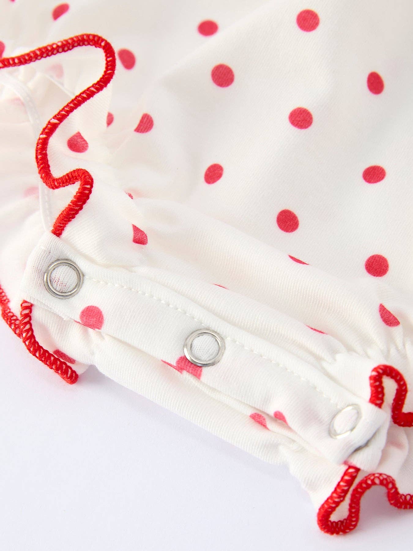 Valentine's Day Polka Dot Romper with Smocking Embroidery