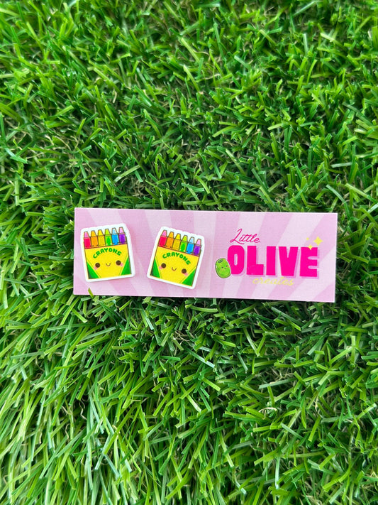 Crayon Box Teacher Stud Earrings