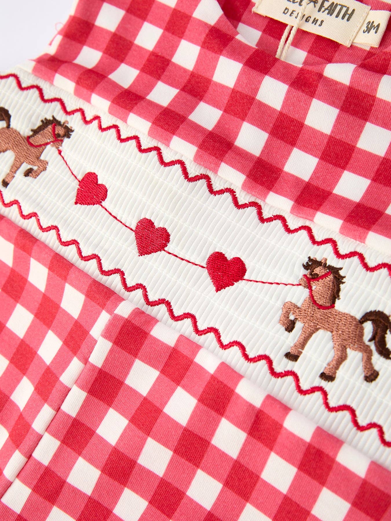 Valentine's Day Plaid Heart Embroidered Boys' Romper