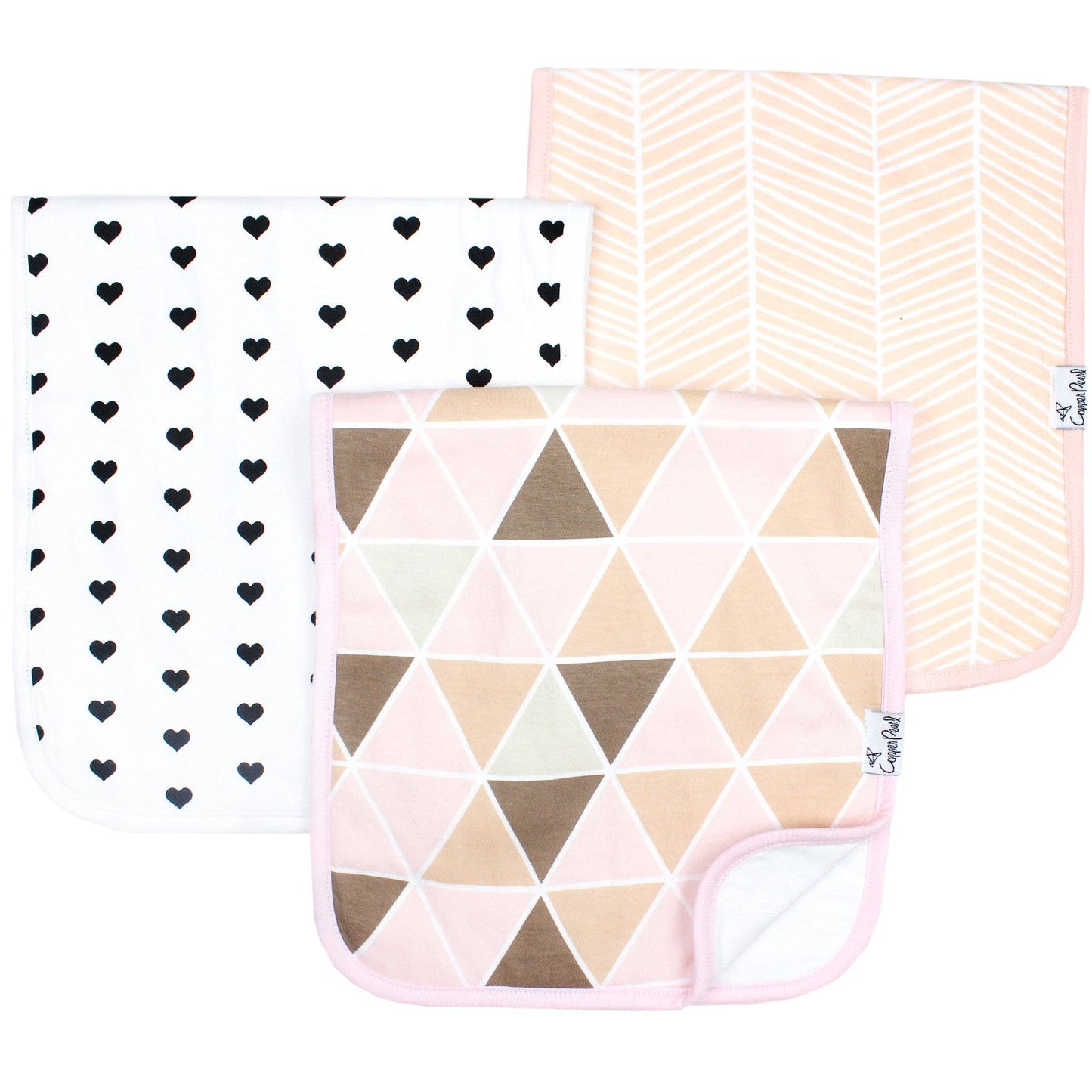 3 Pack Premium Burp Cloths - Blush