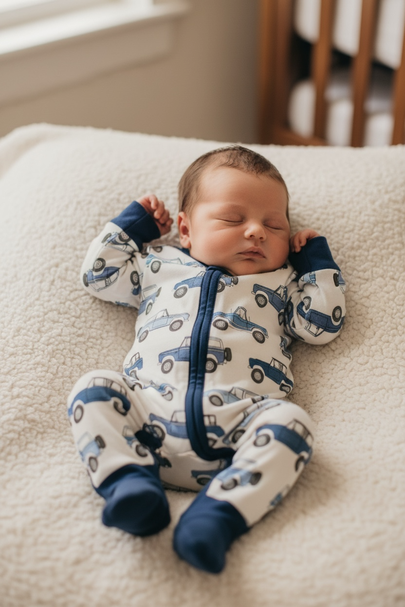 Vintage Cars Bamboo Zipper Romper