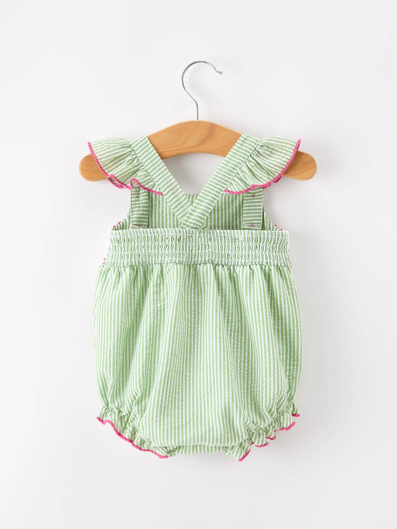 Western Cactus Girls Romper Stripe Ruffle Strap