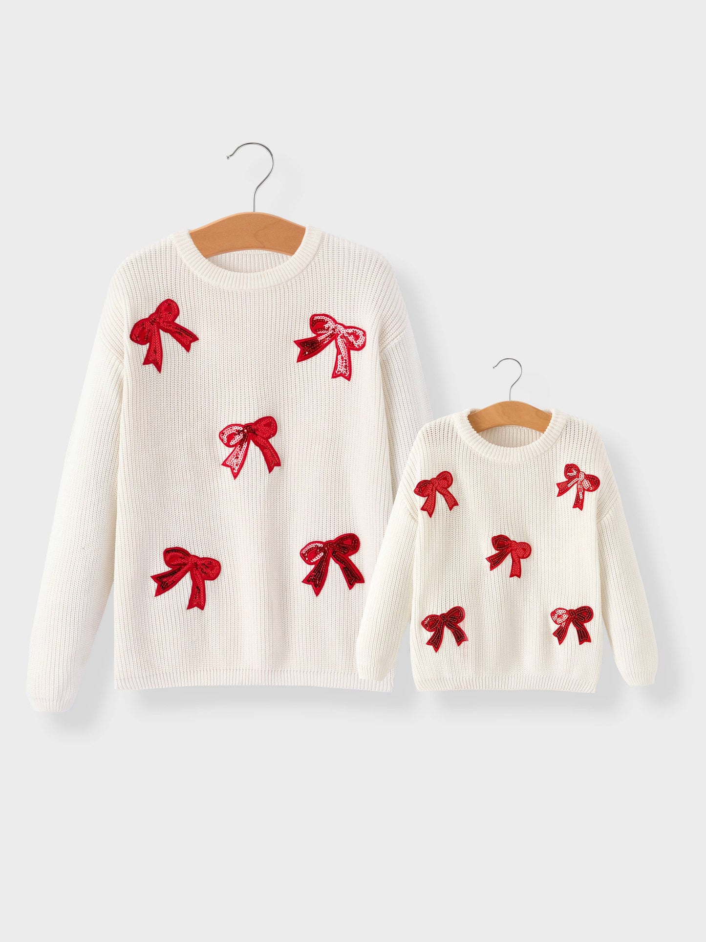 Fall/Winter Christmas Girls Bow Sequins Pullover Sweater