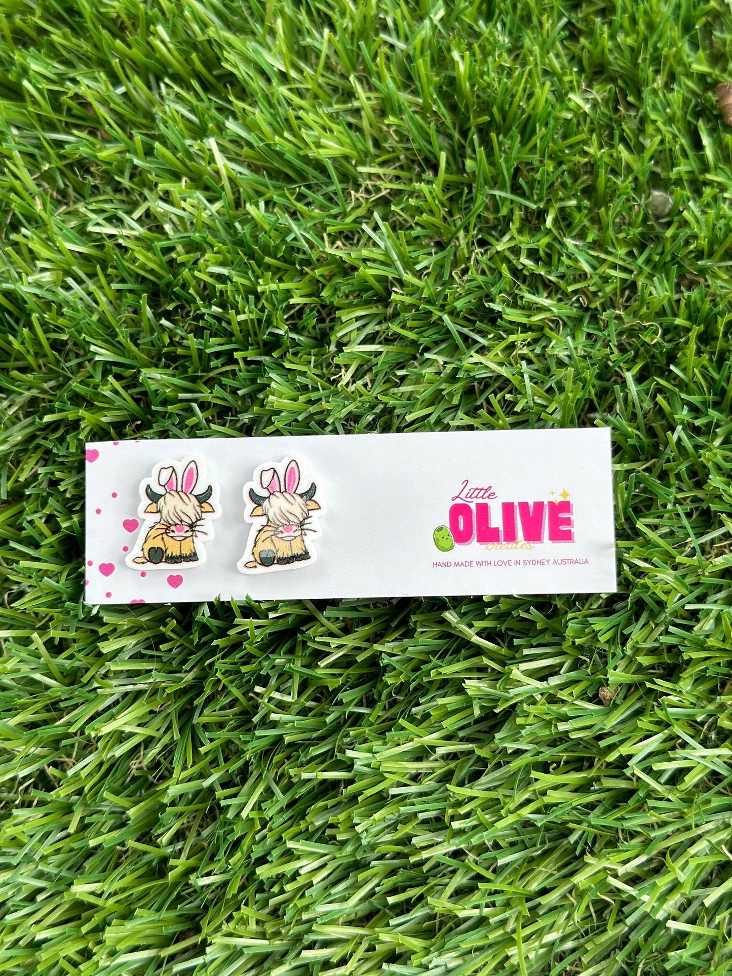 Hop into Easter with Our Highland Cow Bunny Stud Earrings!