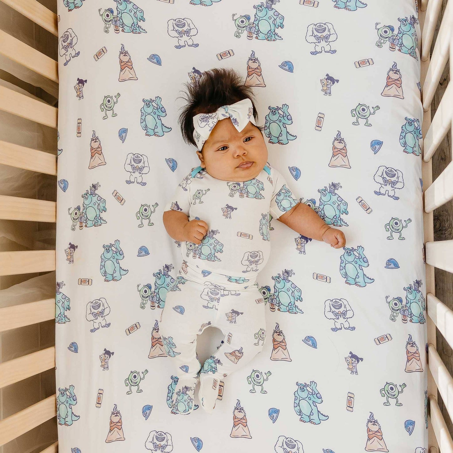 Premium Knit Fitted Crib Sheet - Monsters, Inc. Friends