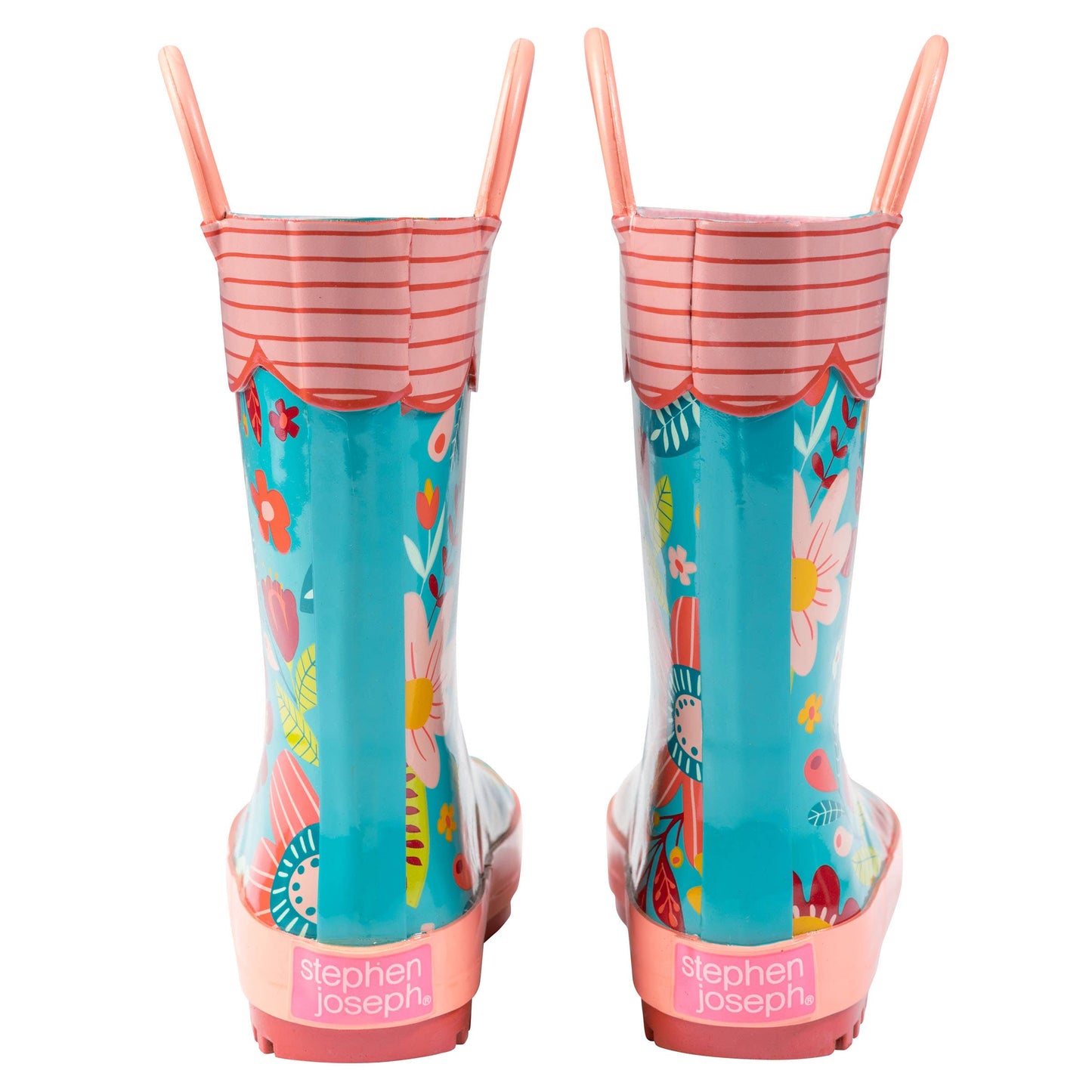 Turquoise Floral All Over Print Rain Boots