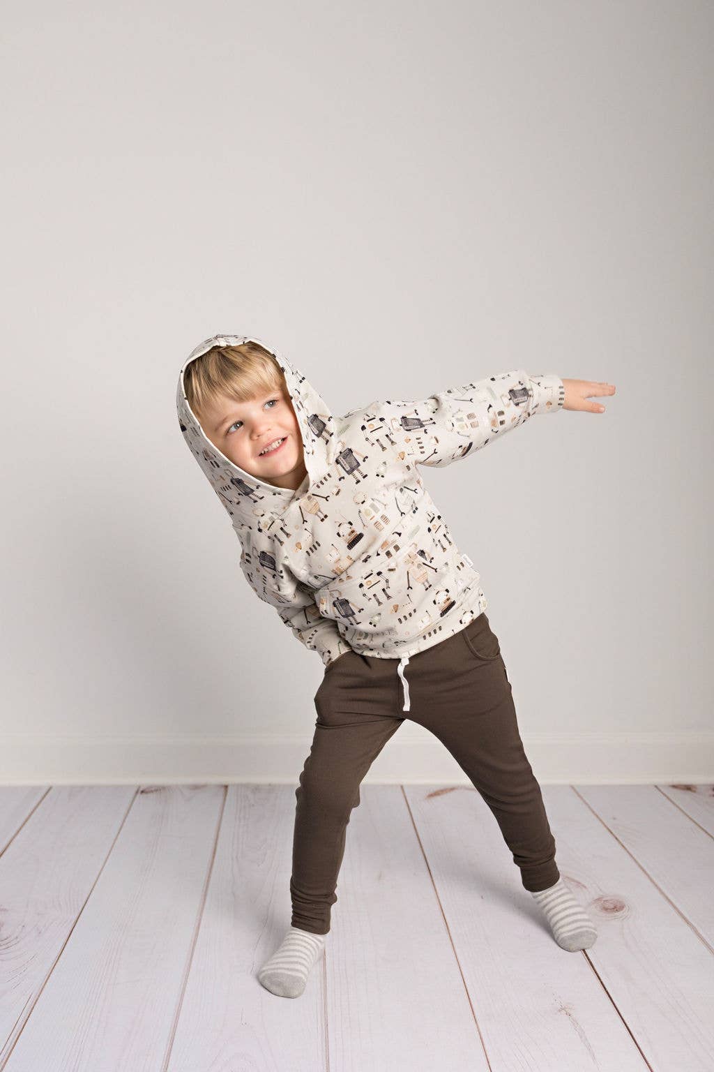 Kids Bamboo Robots Hoodie