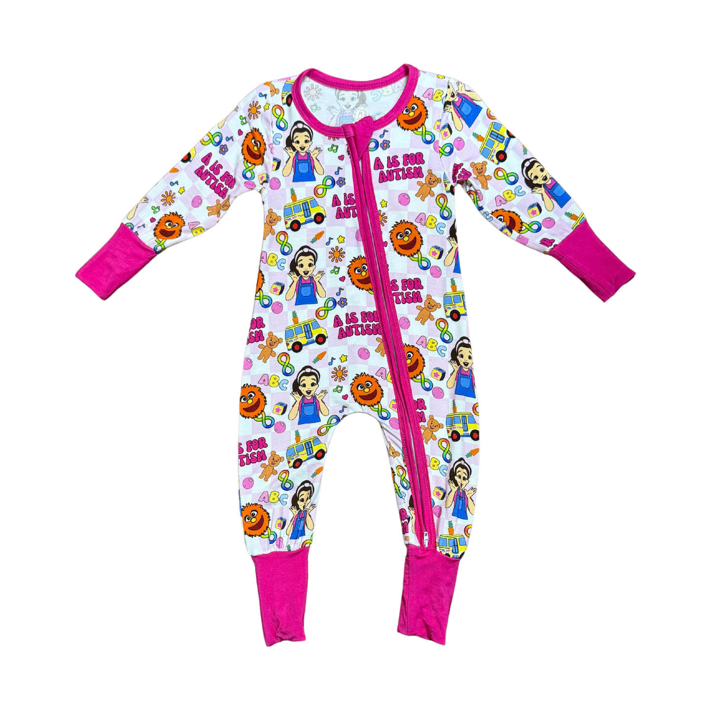 Ms. Rachel A is for Autism Bamboo Romper (Pink)