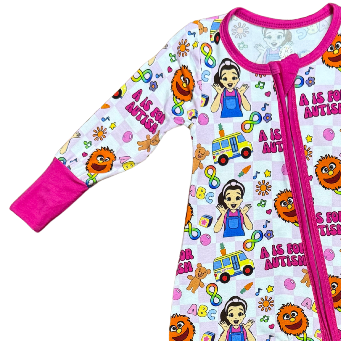 Ms. Rachel A is for Autism Bamboo Romper (Pink)