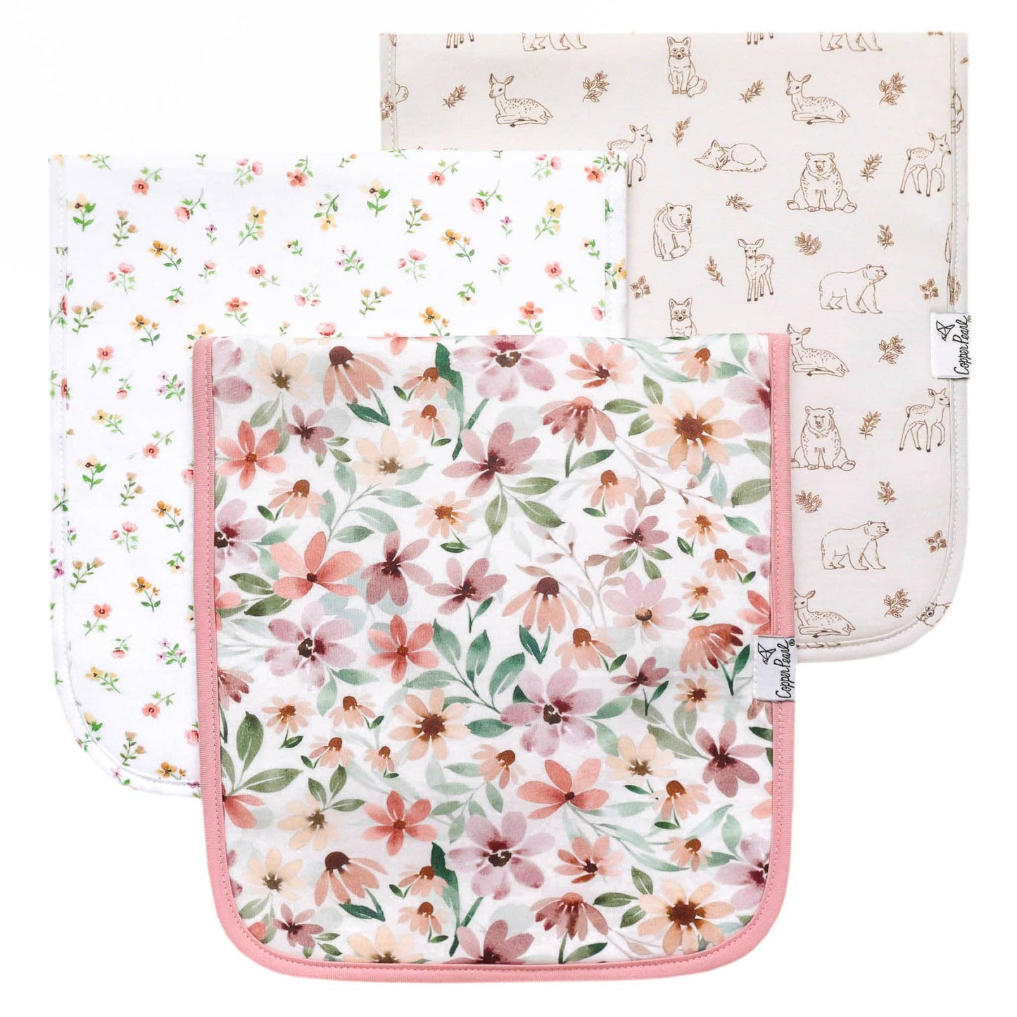 3 Pack Premium Burp Cloths - Natalie