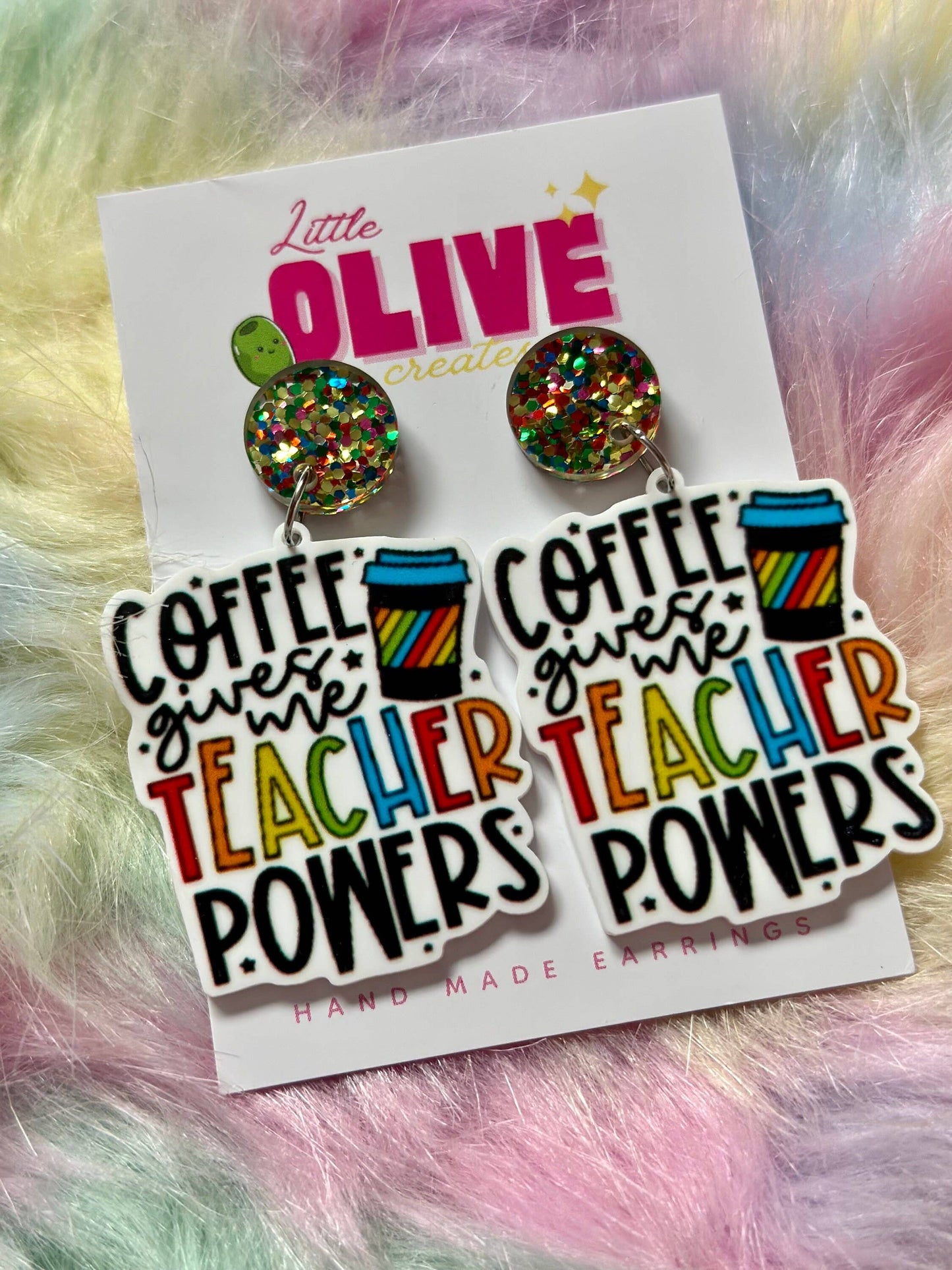 Coffee Teacher Powers Dangle Earrings