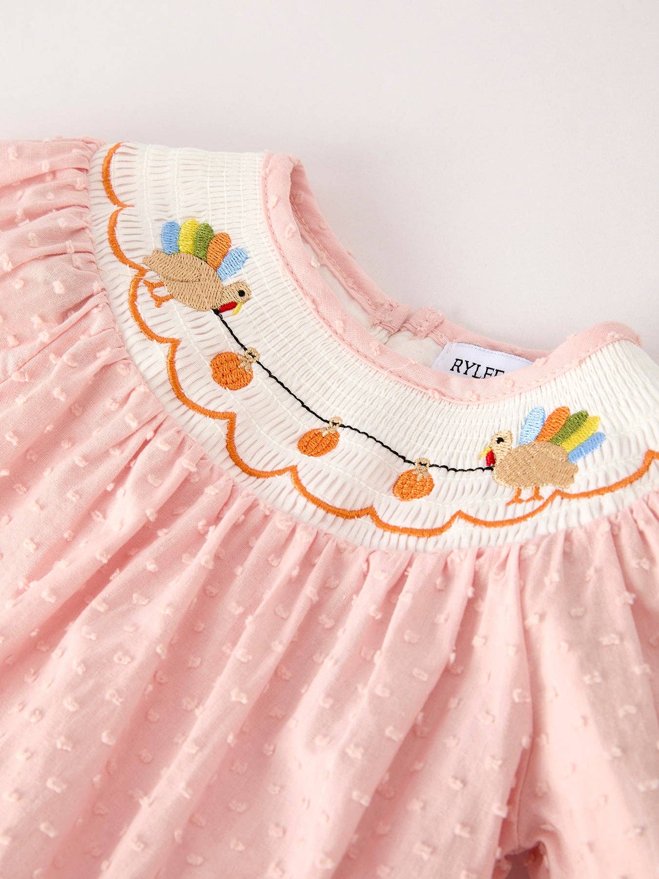 Silly Turkey Smocked Embroidery Romper