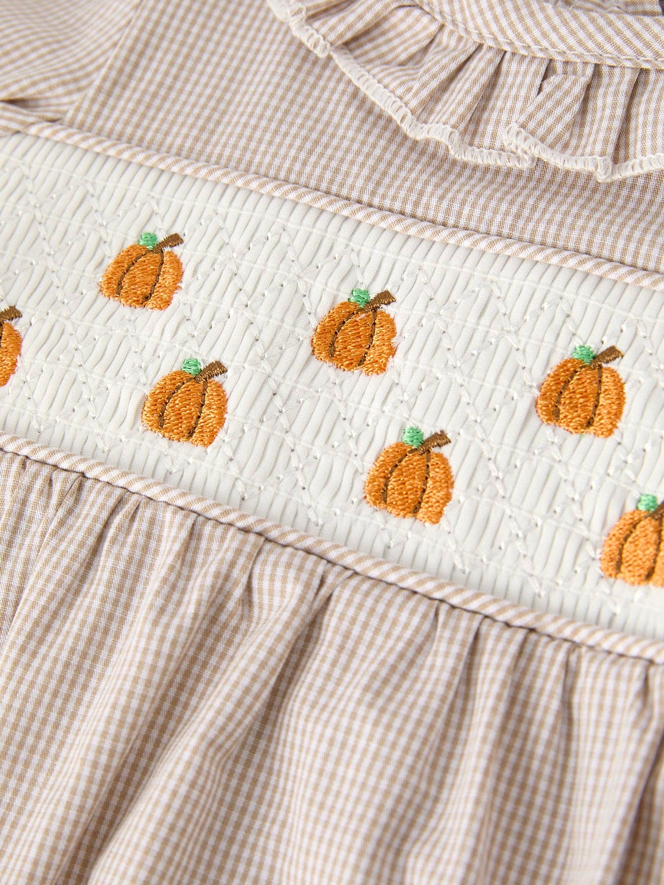 Pretty Pumpkins Embroidery Smock Romper