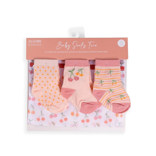 Baby Socks Trio Cherry Cute