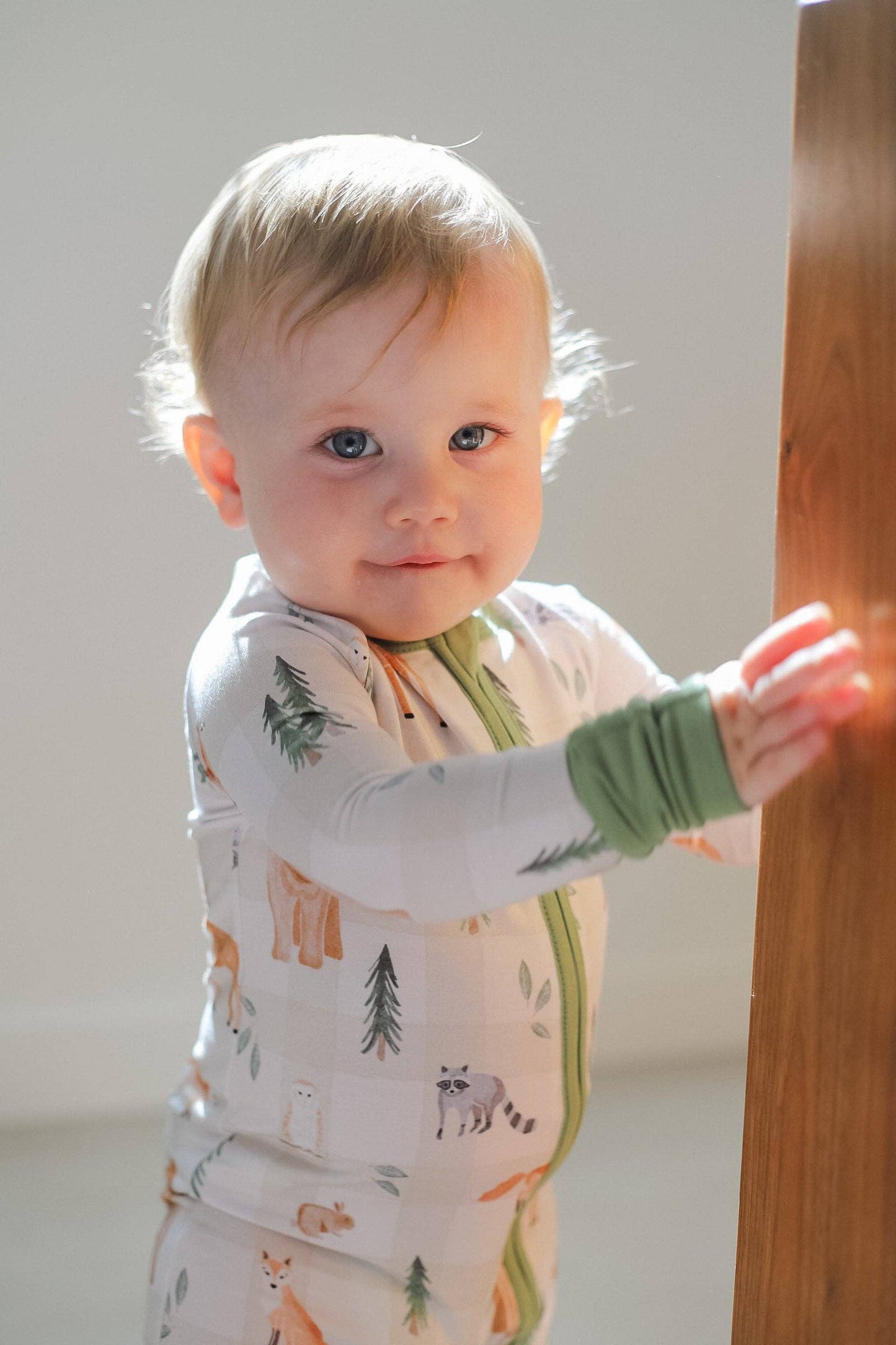 Woodland Animal Bamboo Zipper Romper