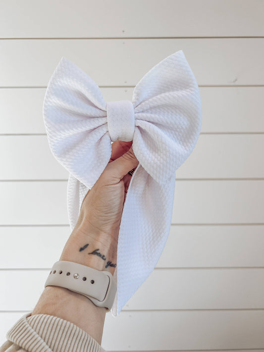 White Bullet Bow + Headwrap  