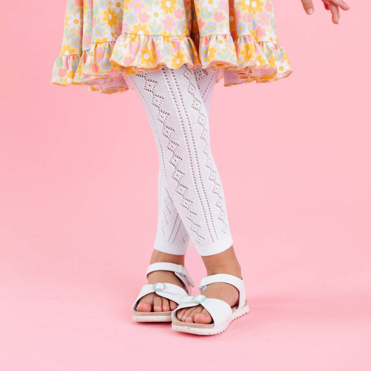 White Fancy Knit Footless Tights