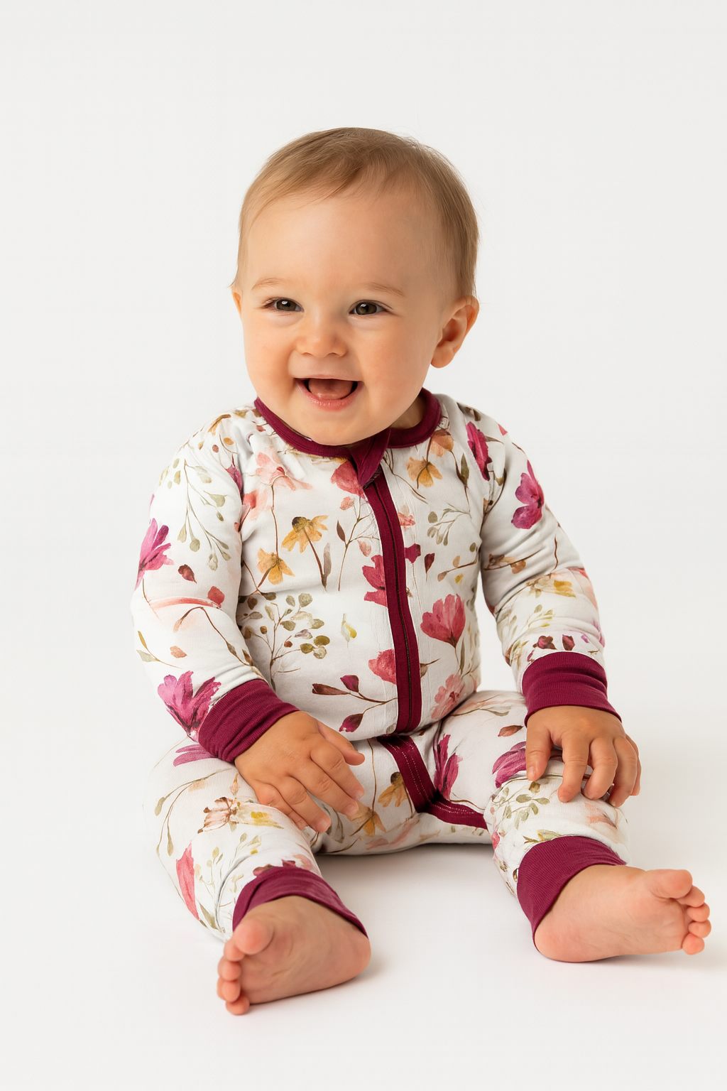 Purple Floral Bamboo Zipper Romper