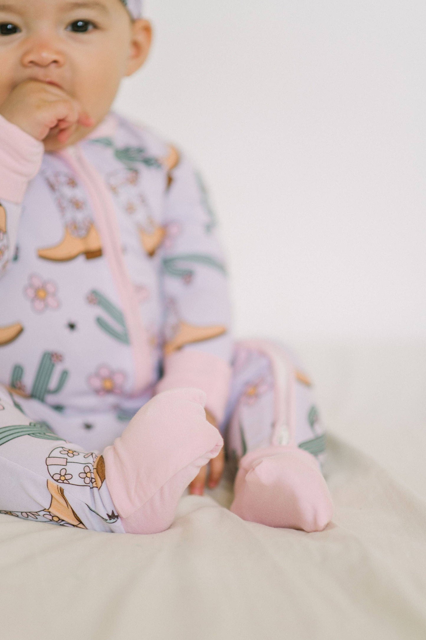 Pink Cowgirl Bamboo Zipper Romper