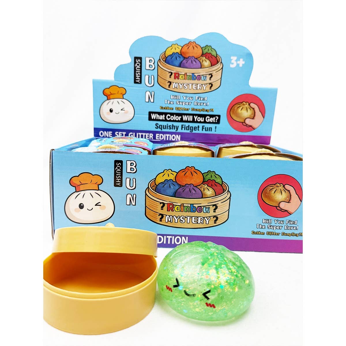 Glitter Light Up Mystery Dumpling Squishy with Steamer