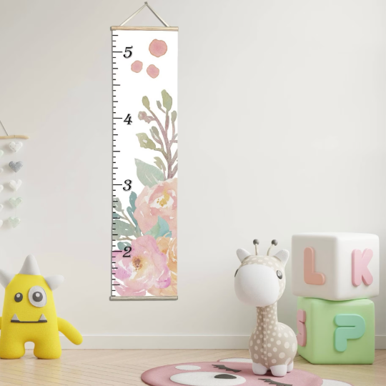 Canvas Kids Growth Chart - Peonies