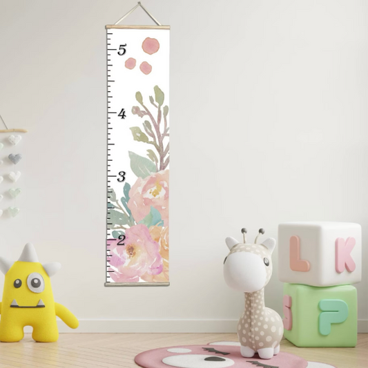 Canvas Kids Growth Chart - Peonies