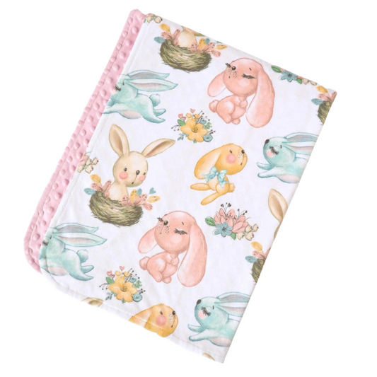 Baby and Toddler Minky Blanket (Playful Bunnies)