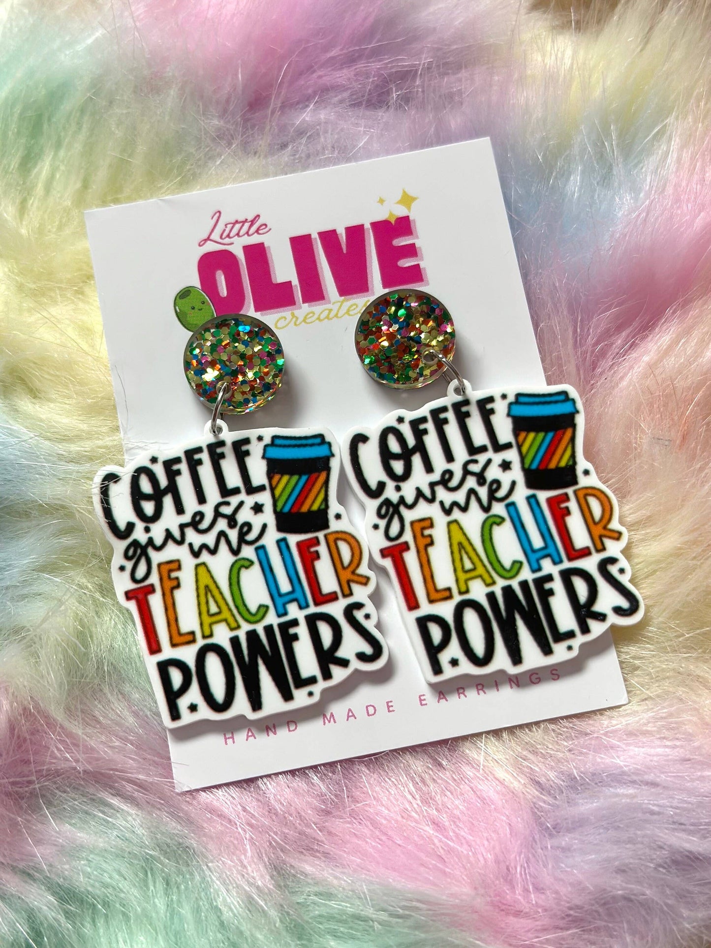 Coffee Teacher Powers Dangle Earrings