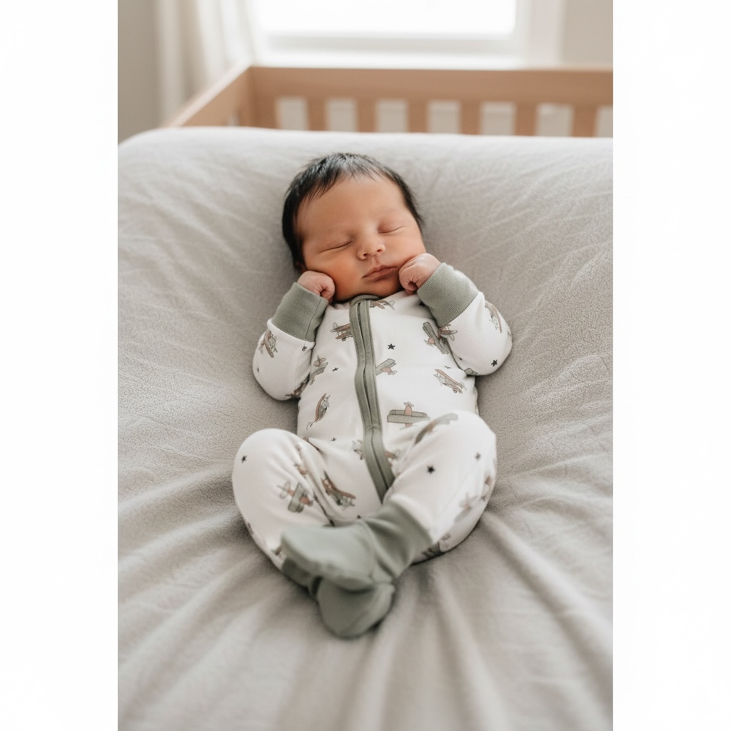 Vintage Airplane Bamboo Zipper Romper