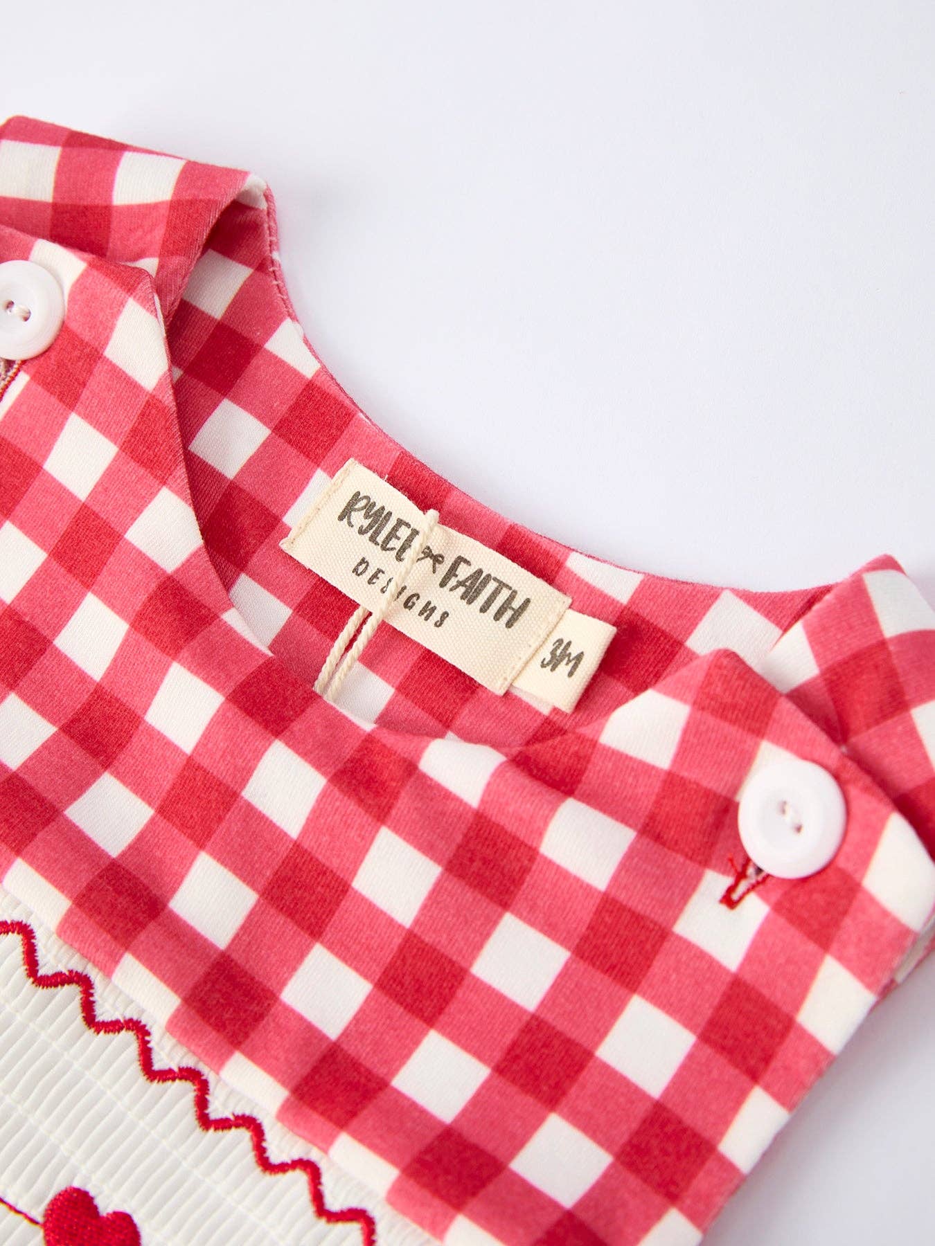 Valentine's Day Plaid Heart Embroidered Boys' Romper