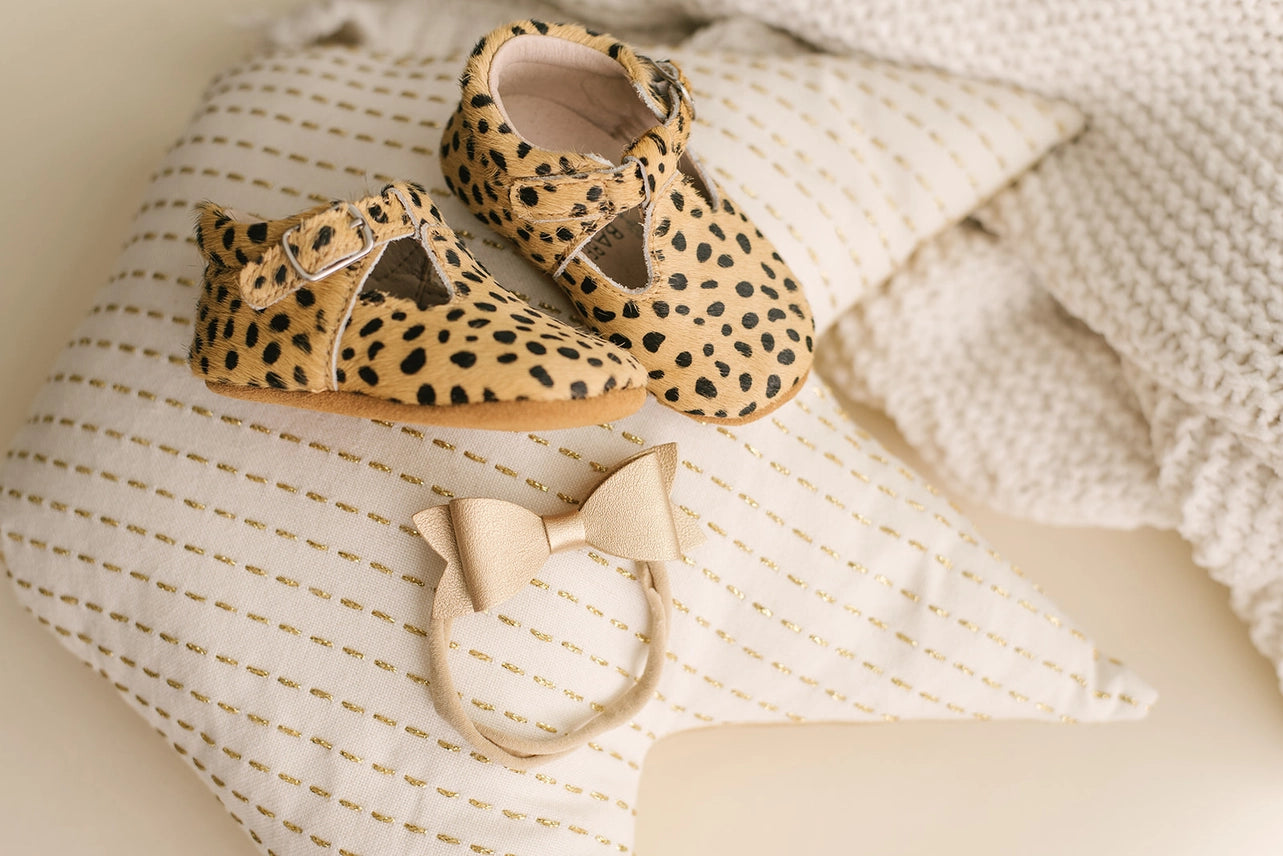 Leopard Soft-Soled Leather Baby Mary Janes