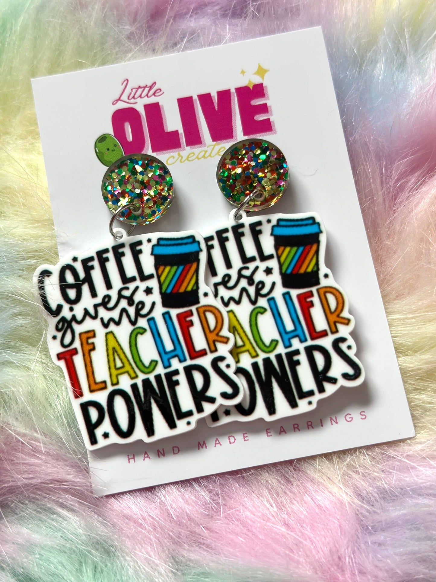 Coffee Teacher Powers Dangle Earrings