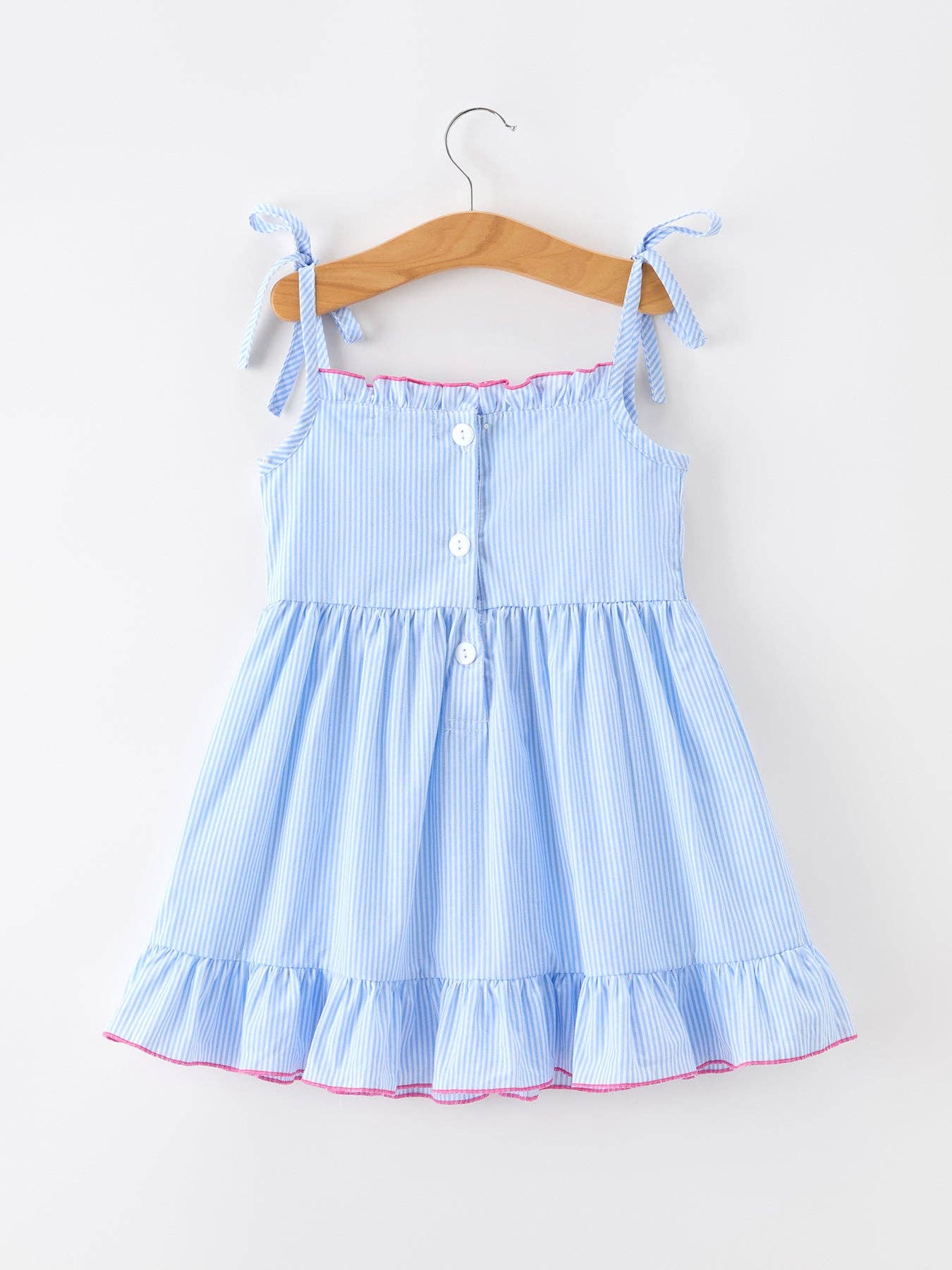 Summer Chenille Applique Stripe Girls Dress
