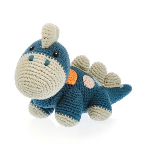 Stegosaurus Plush Dino - Petrol Blue Rattle