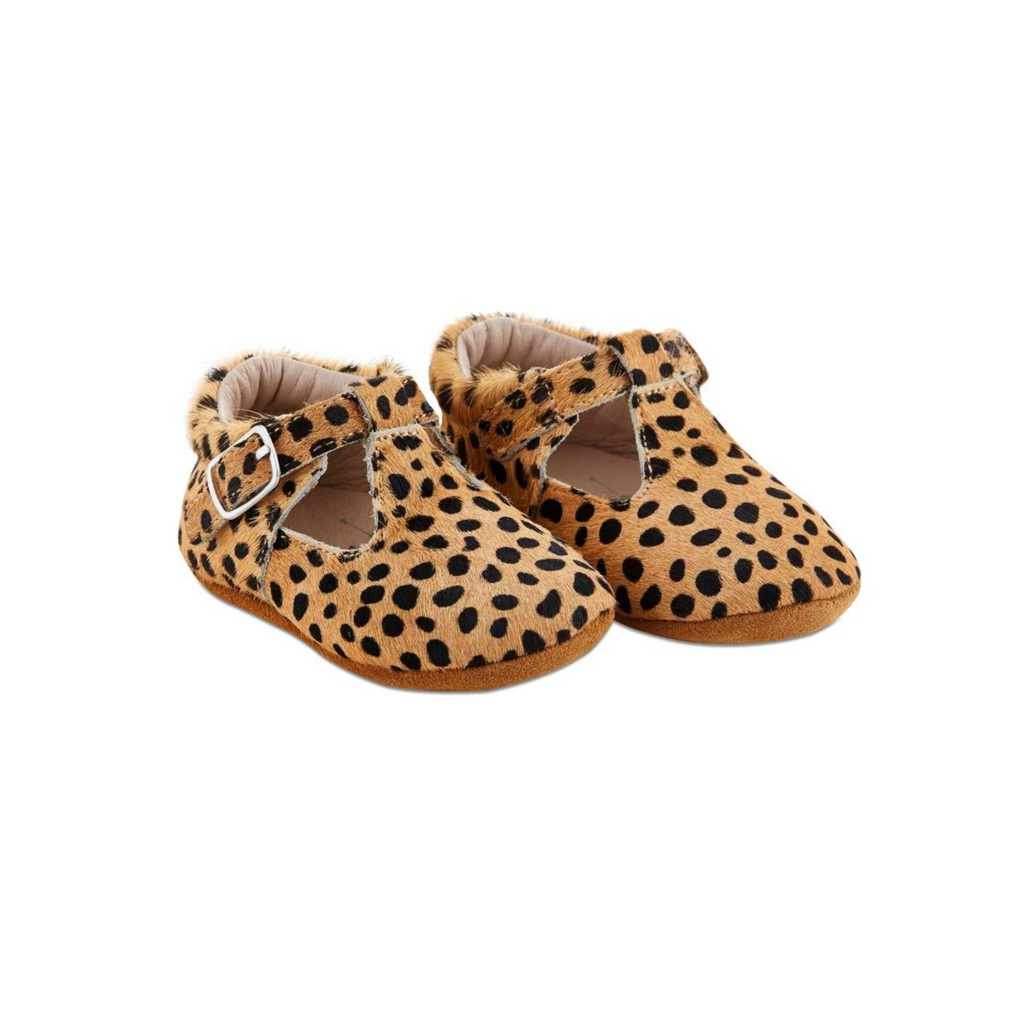 Leopard Soft-Soled Leather Baby Mary Janes