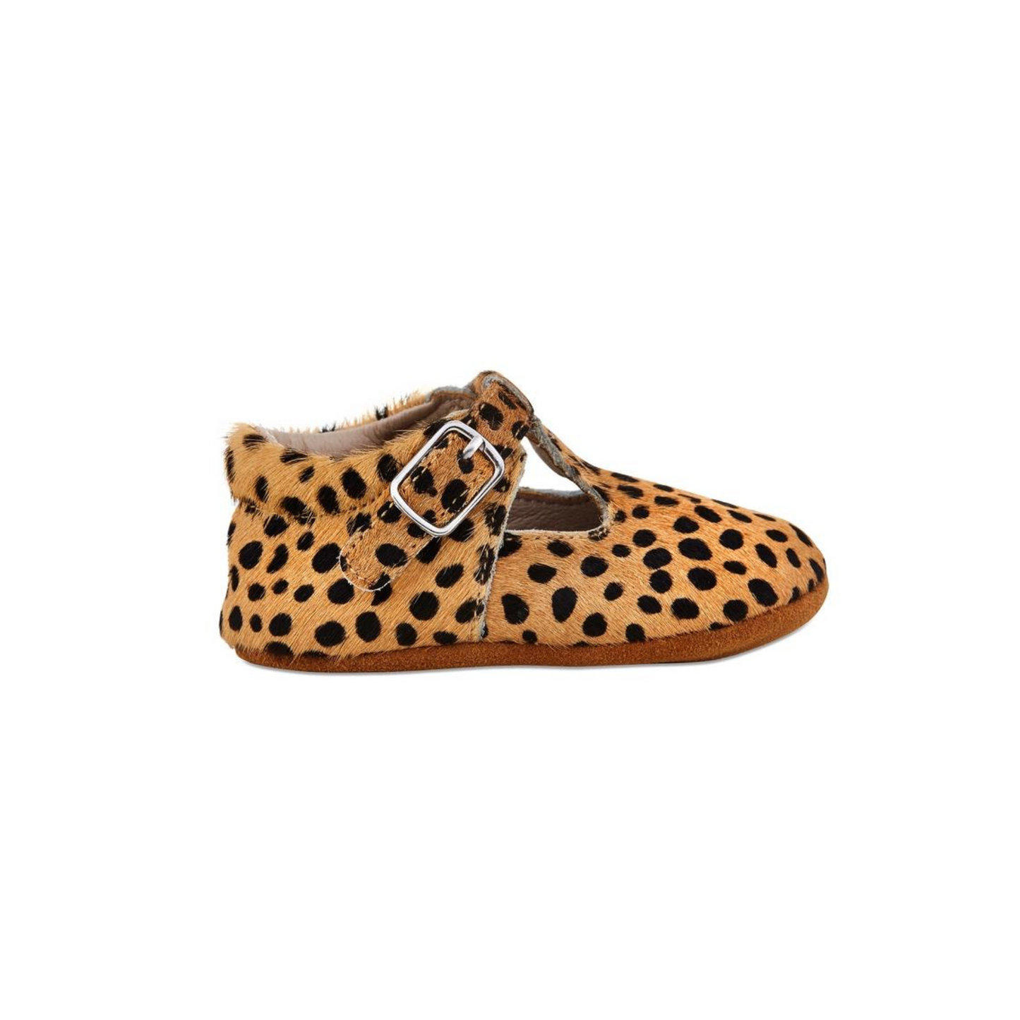 Leopard Soft-Soled Leather Baby Mary Janes