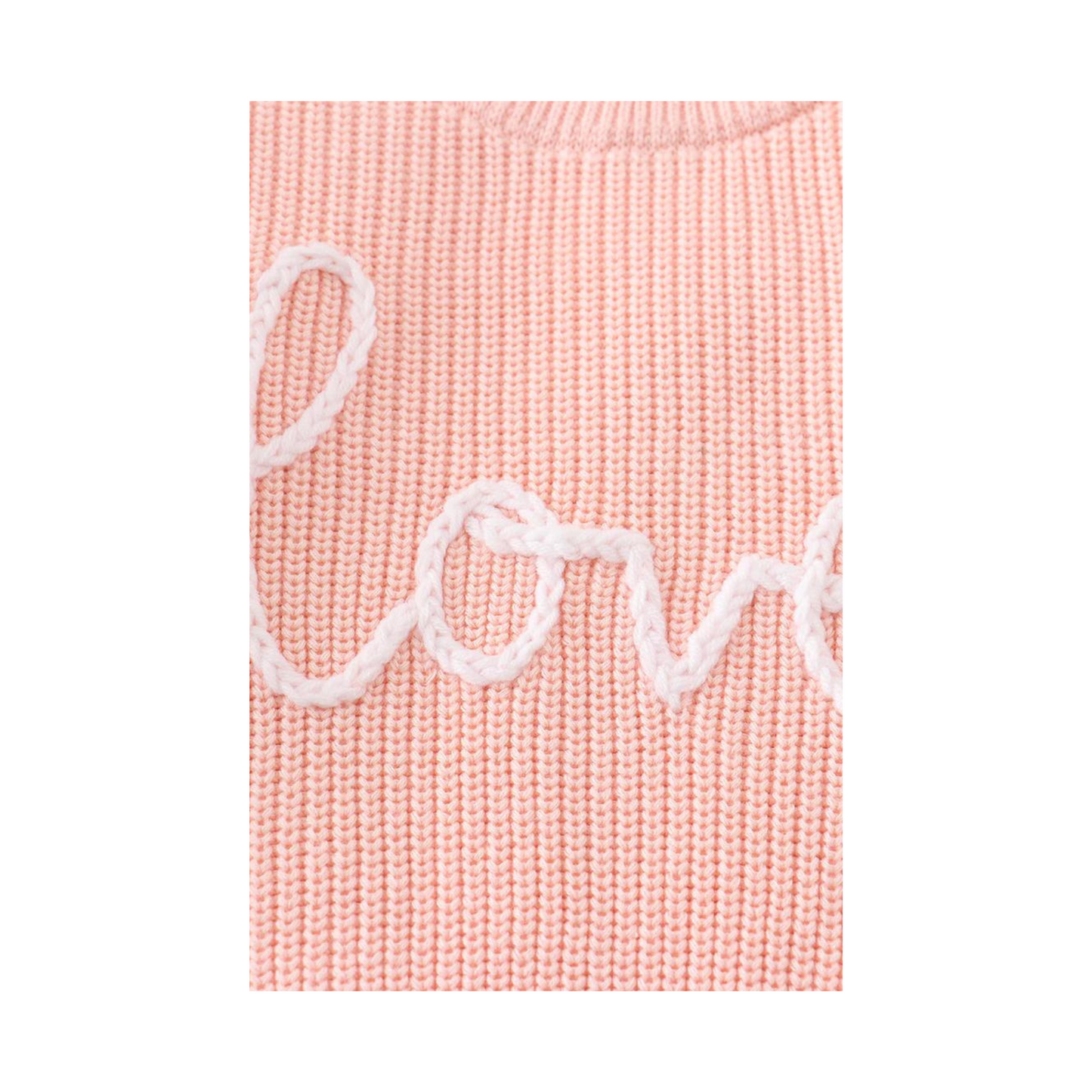 Pink Love Hand-Embroidered Oversized Sweater