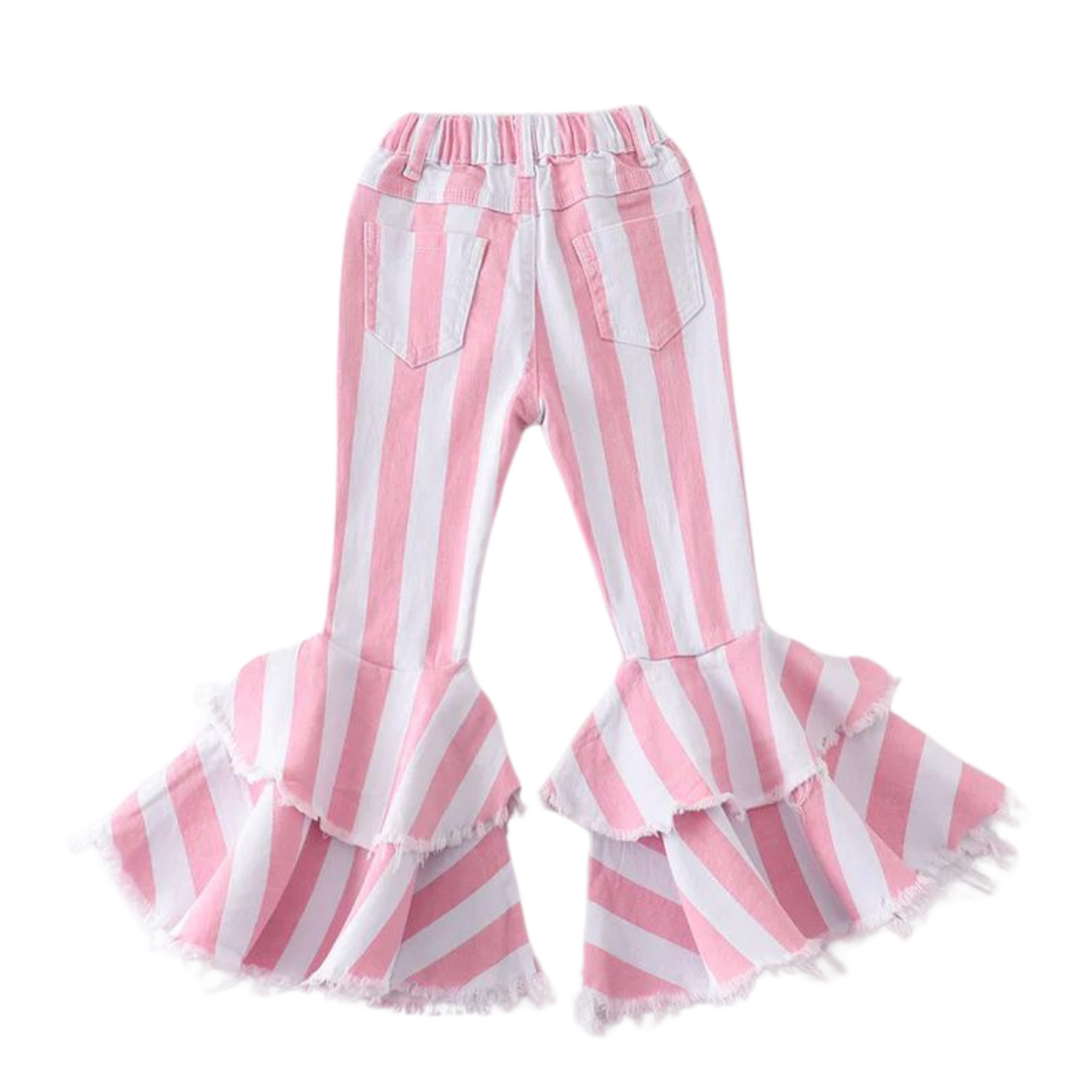 Pink Stripe Double Layered Denim Jeans