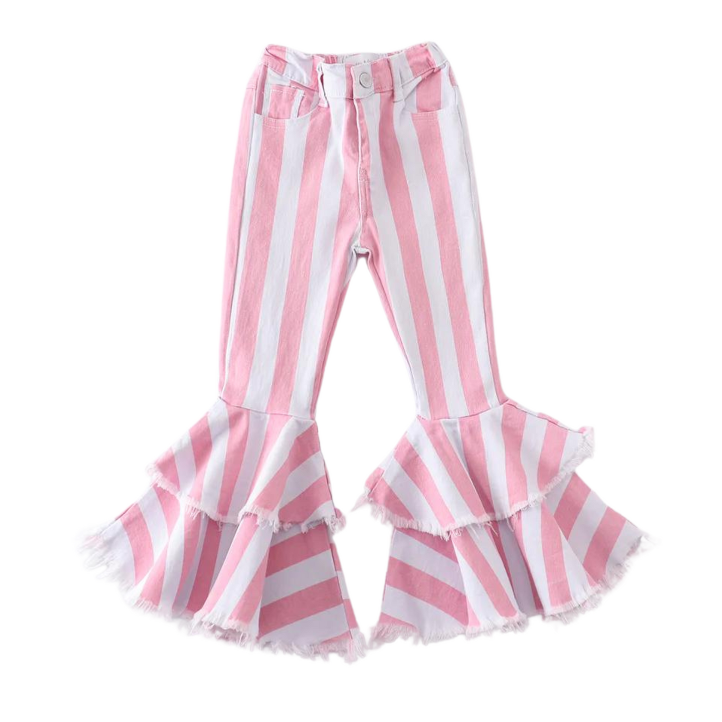 Pink Stripe Double Layered Denim Jeans