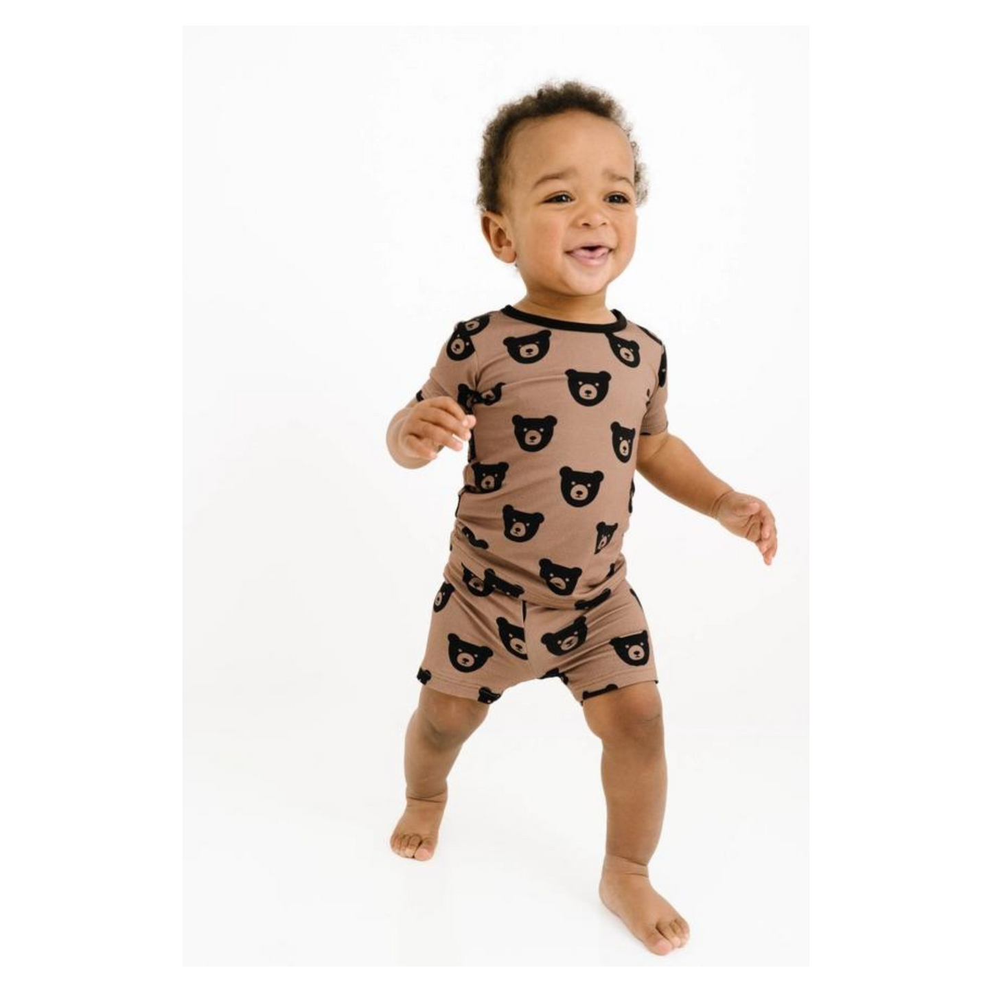 Brown Bear Bamboo Shorts Set