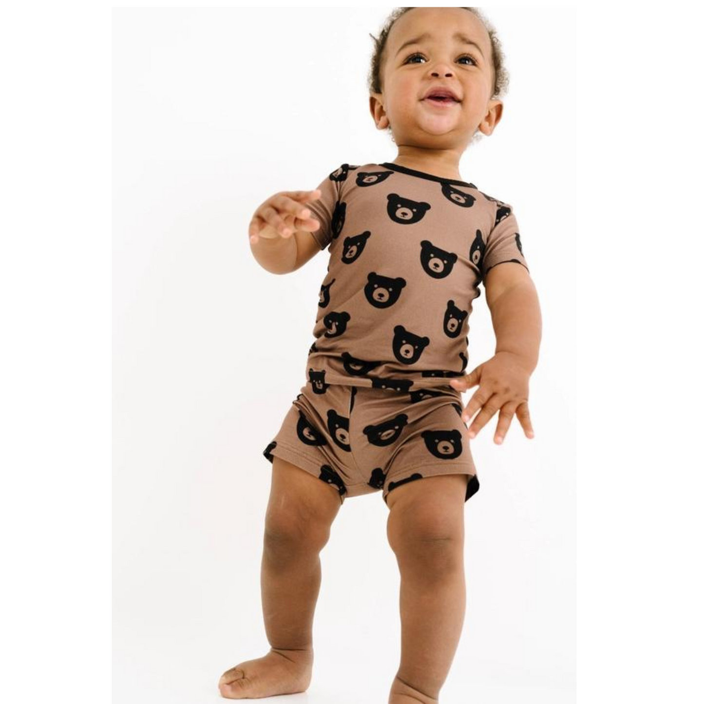 Brown Bear Bamboo Shorts Set