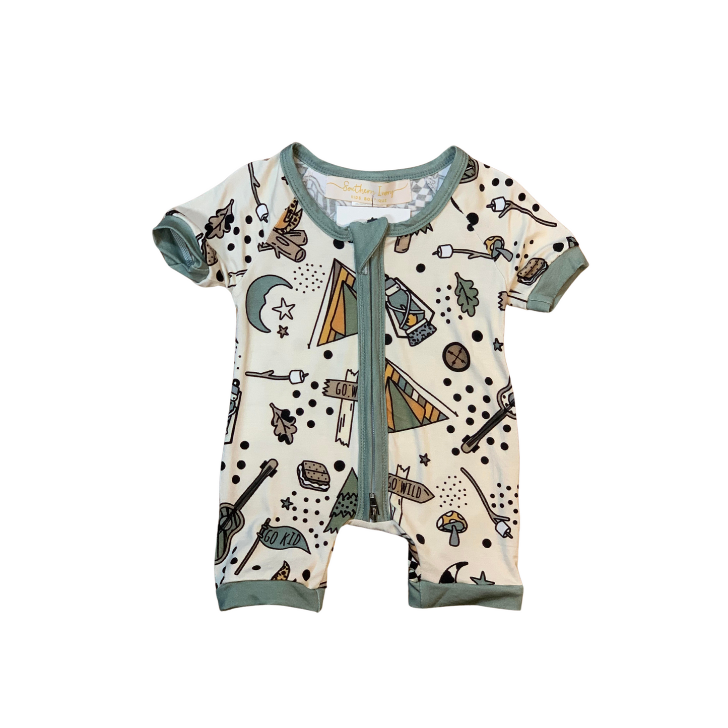 Let's Go Camping Bamboo Short Romper