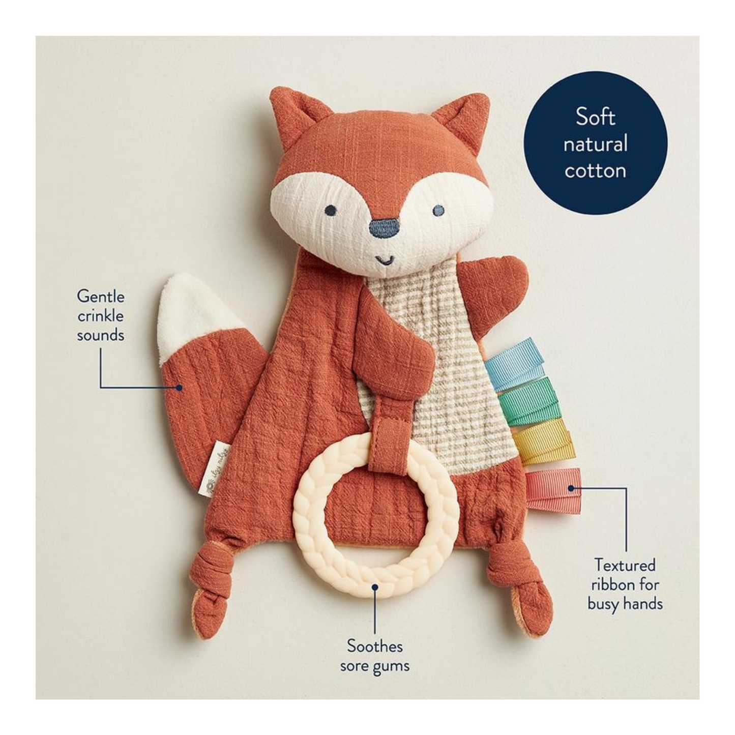 Fox Bitzy Crinkle™ Sensory Toy with Teether