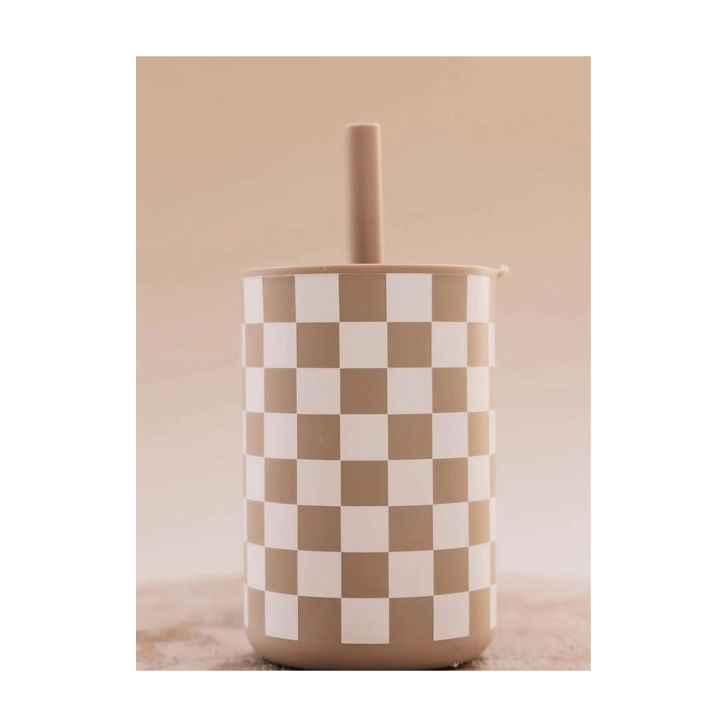 Sand Checkered Straw Cup